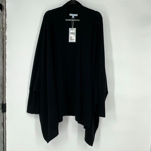NWT ANTONIO MELANI Cashmere Zoe Cardigan Sweater Women's XL Black Open Shawl New - Picture 2 of 12
